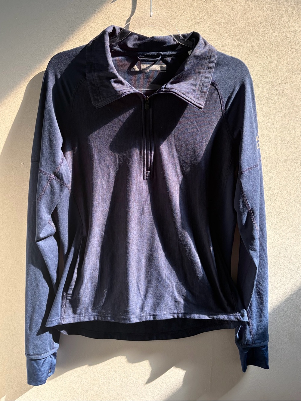 Adidas Navy Blue Blended 1/4 Zip Pullover Long-Sleeve Women’s Medium